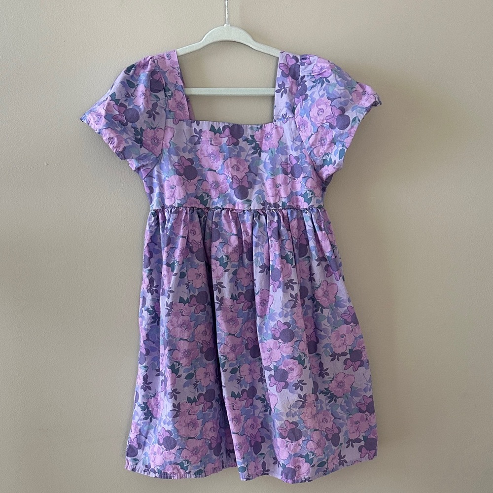 Disney Purple Floral and Minnie Mouse Print Kids Dress